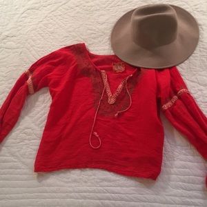Free People linen cotton blend peasant shirt